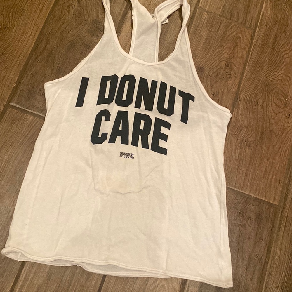 White Victoria’s Secret tank top size small, GUC. Not bright white, worn.